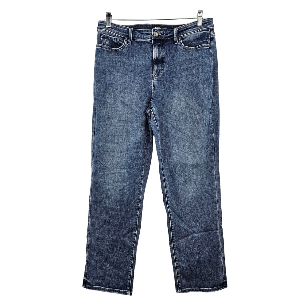 NYDJ Women's Straight Leg Jeans Medium Wash Lift Tuck Technology Blue Size 12